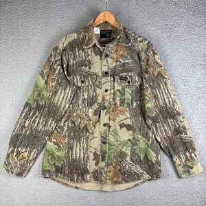 Vintage Rattlers Brand Camo‎ Shirt Mens L Realtree Made In USA Hunting Chamois